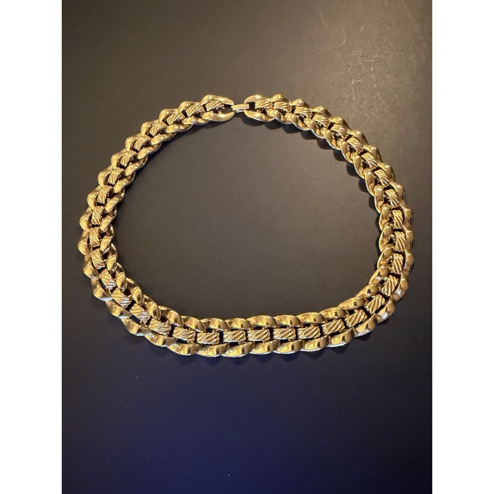 Vintage Napier Gold Tone Chunky Link Necklace 18" Pat 4774743 Statement Jewelry